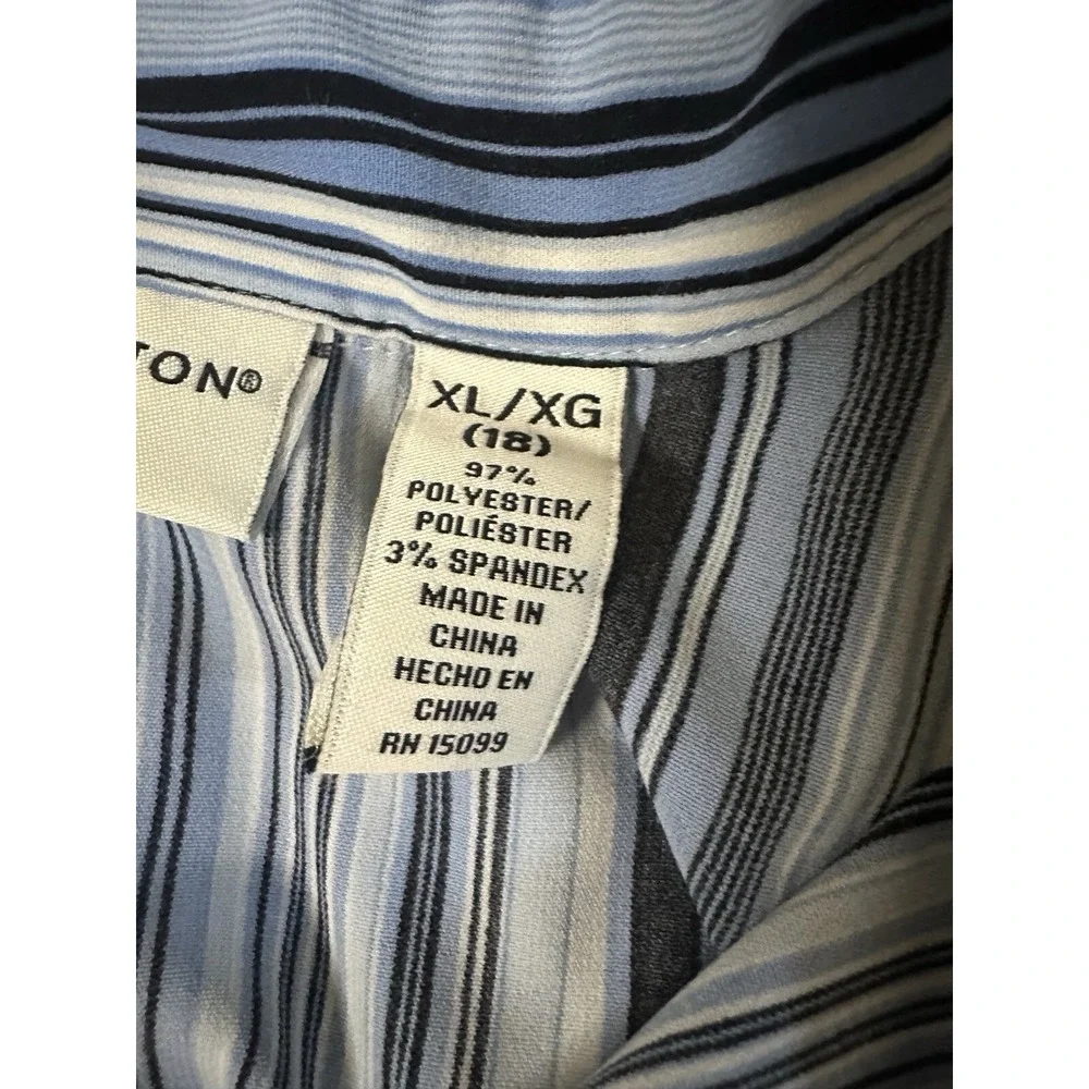 Covington Women's Size XL‎ Button Up Blouse 3/4 Sleeve Blue Striped Collared